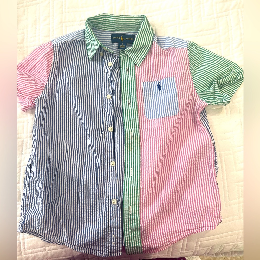 Ralph Lauren Seersucker button down boys size 5